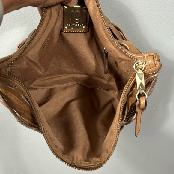 ROMYGOLD Leather clutch signature ROMYGOLD “slash" leather clutch tan color - Picture 6 of 14